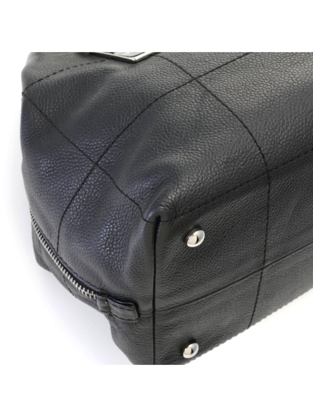 Chanel Choco Bar Line Black Silver Handbag Caviar Leather - Picture 7 of 10